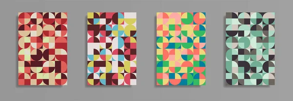 抽象的な色の背景のセット 単純な幾何学的形状と色の異なる部品の背景 絶縁ベクトルカード — ストックベクタ