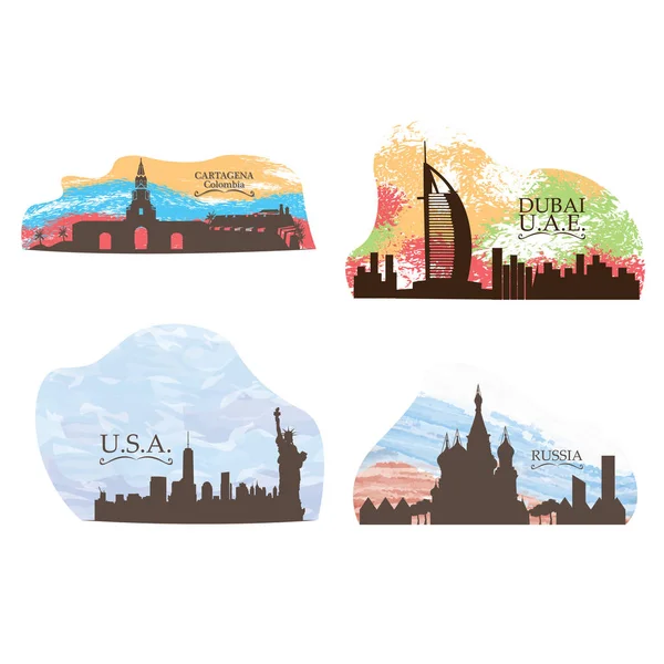 Set of skylines — Stock Vector