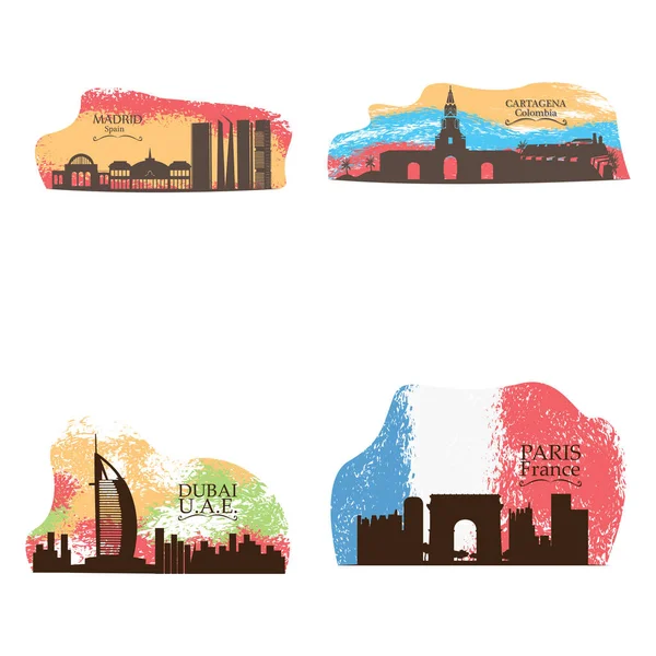 Conjunto de Skylines — Archivo Imágenes Vectoriales