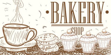 Vintage fırıncılık illüstrasyon