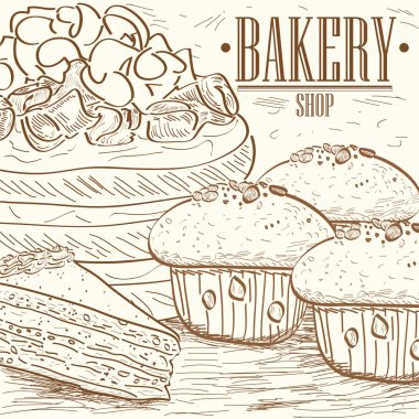 Vintage fırıncılık illüstrasyon