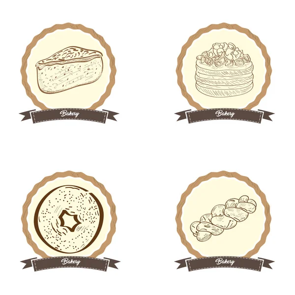 Productos de panadería vintage — Vector de stock