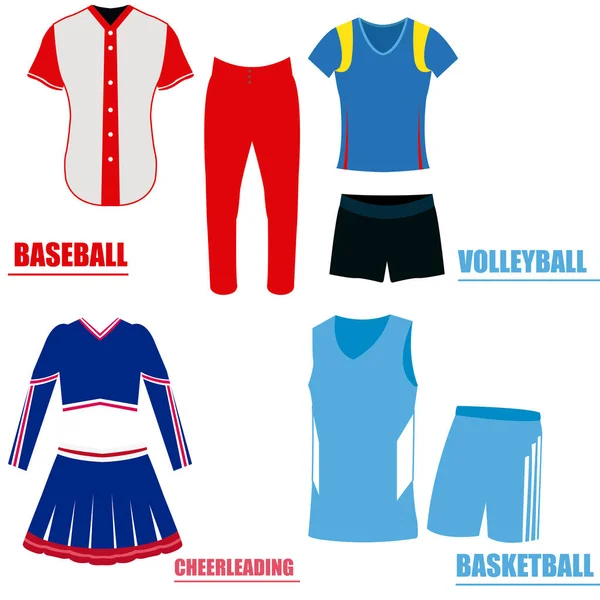 Conjunto de uniformes deportivos — Vector de stock