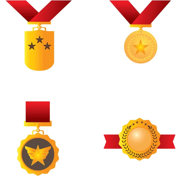黄金のメダルのセット — ストックベクタ