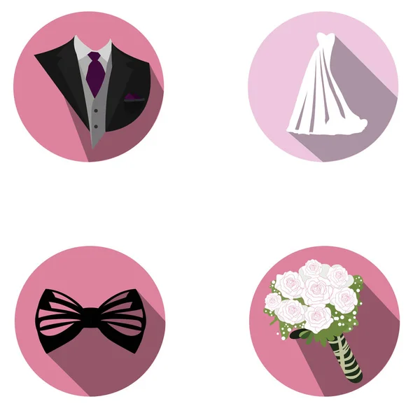 Conjunto de objetos de boda — Vector de stock