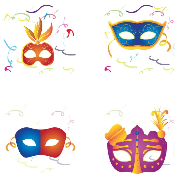 Conjunto de máscaras de carnaval —  Vetores de Stock