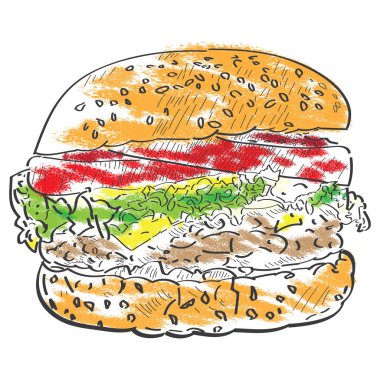 İzole burger kroki