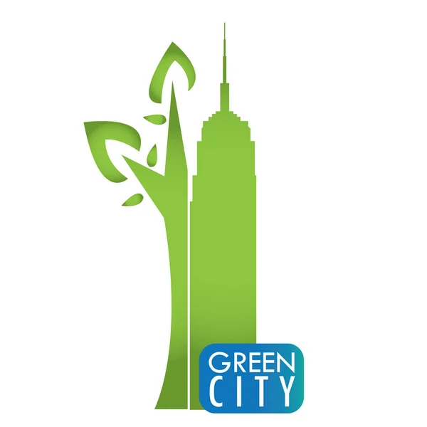 Εικονογράφηση πράσινη πόλη — Διανυσματικό Αρχείο