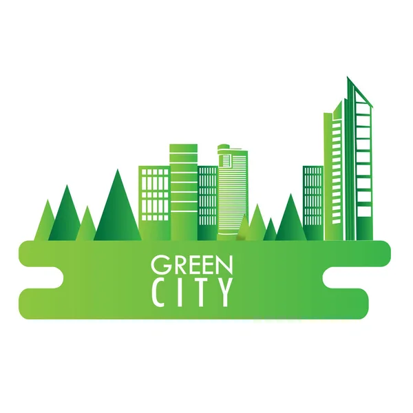 Grön stad illustration — Stock vektor