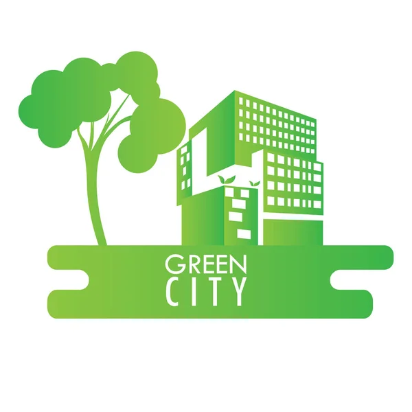 Green city illustration — Stock Vector