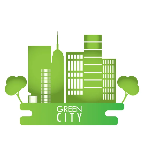 Grön stad illustration — Stock vektor