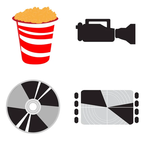 Conjunto de objetos de cinema — Vetor de Stock