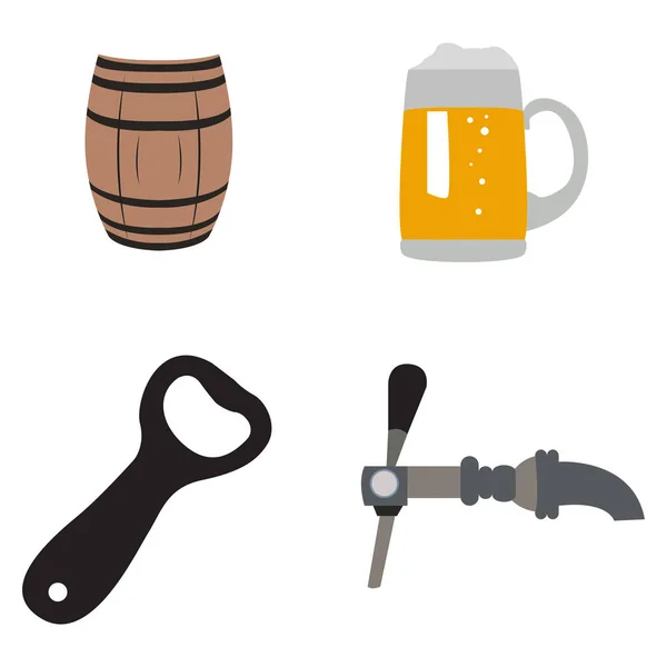 Conjunto de objetos relacionados con la cerveza — Archivo Imágenes Vectoriales