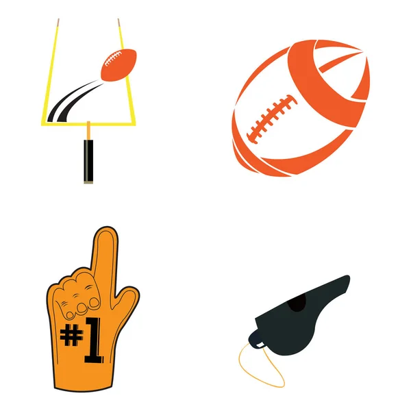 Set of football related objects — Stock Vector