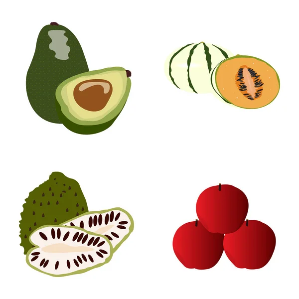 Ensemble de fruits différents — Image vectorielle