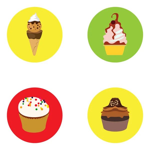 Conjunto de helados y cupcakes — Vector de stock