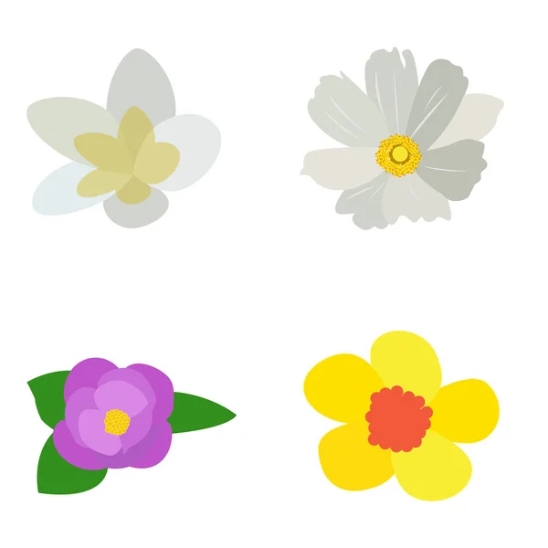 Conjunto de flores coloridas — Vetor de Stock