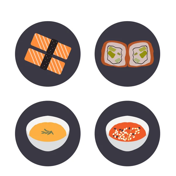 Conjunto de comida japonesa — Vector de stock