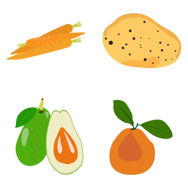 Hortalizas y frutas — Vector de stock