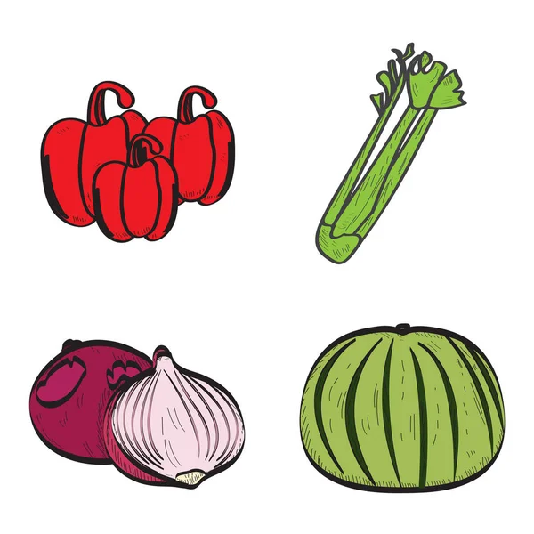 Hortalizas y frutas — Vector de stock