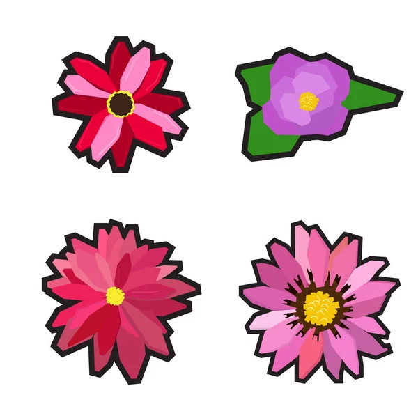Set of geometric flowers — Stock Vector