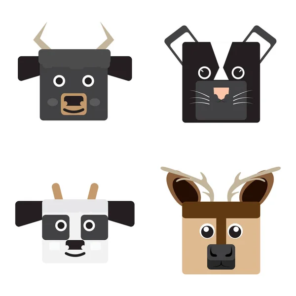 Set of animal faces — Stock Vector
