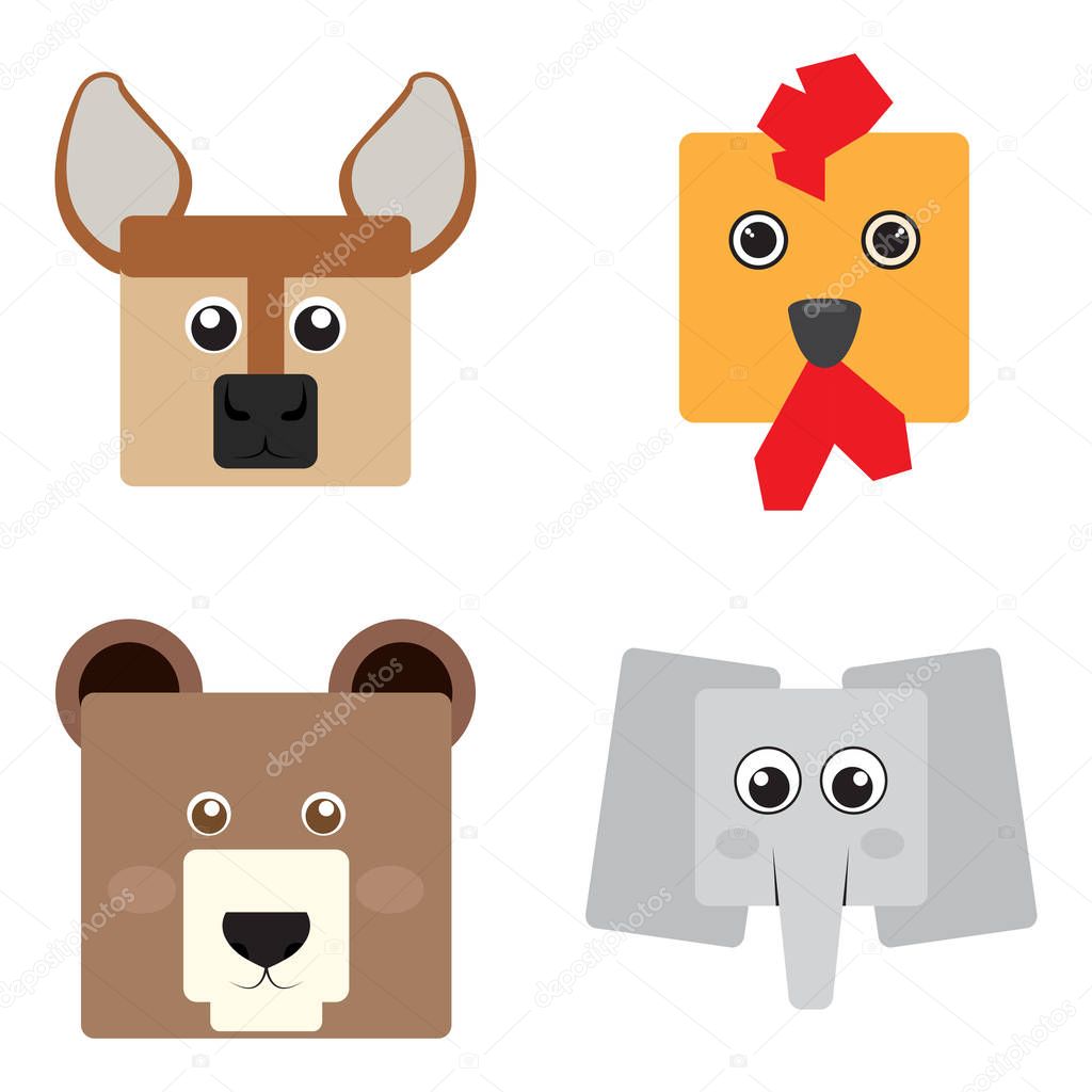 Set of animal faces