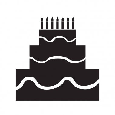 İzole doğum günü pasta siluet