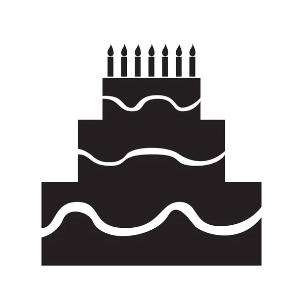 Silhueta de bolo de aniversário isolado —  Vetores de Stock