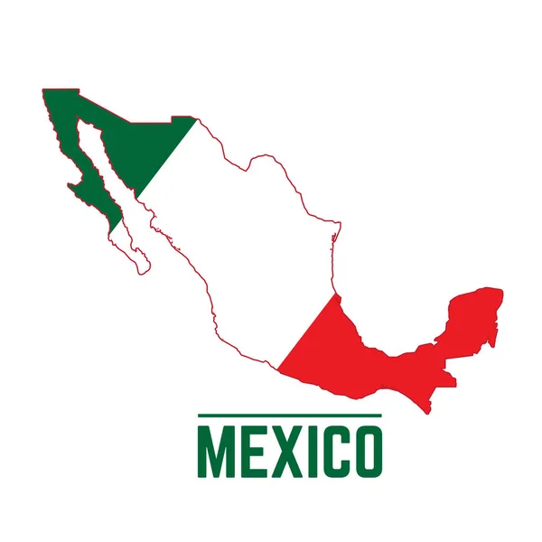 Bandera y mapa de México — Vector de stock