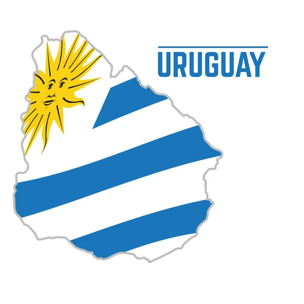 Bandera y mapa de Uruguay — Archivo Imágenes Vectoriales