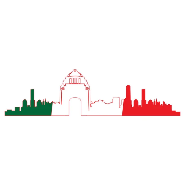 Isolated cityscape of Mexico City — Stock Vector