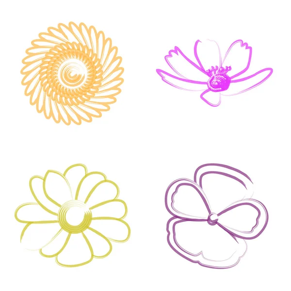 Set of flower outlines — Stock Vector