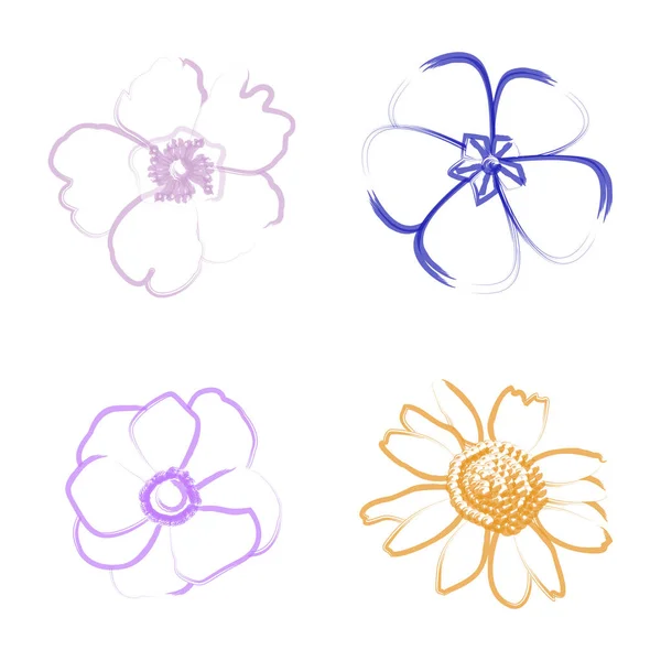 Reihe von Blumenumrissen — Stockvektor