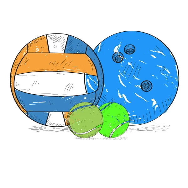 Спортивные мячи в стиле ретро — стоковый вектор