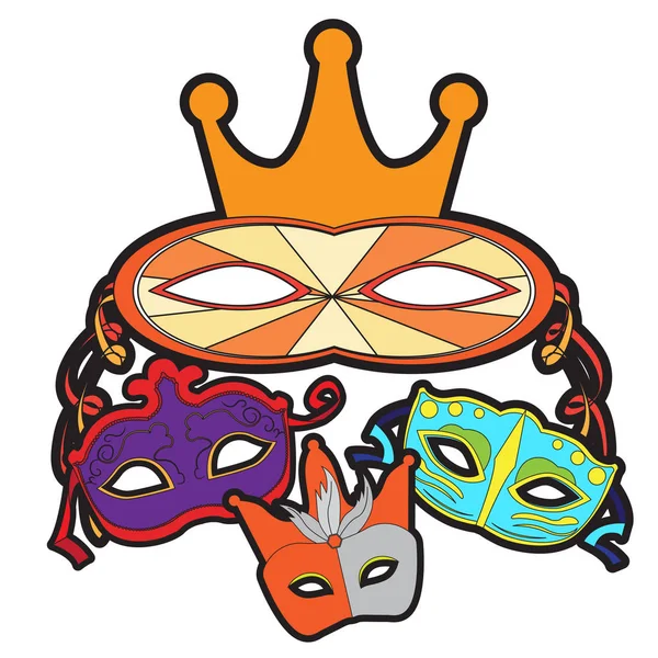 Conjunto de máscaras de carnaval — Vector de stock