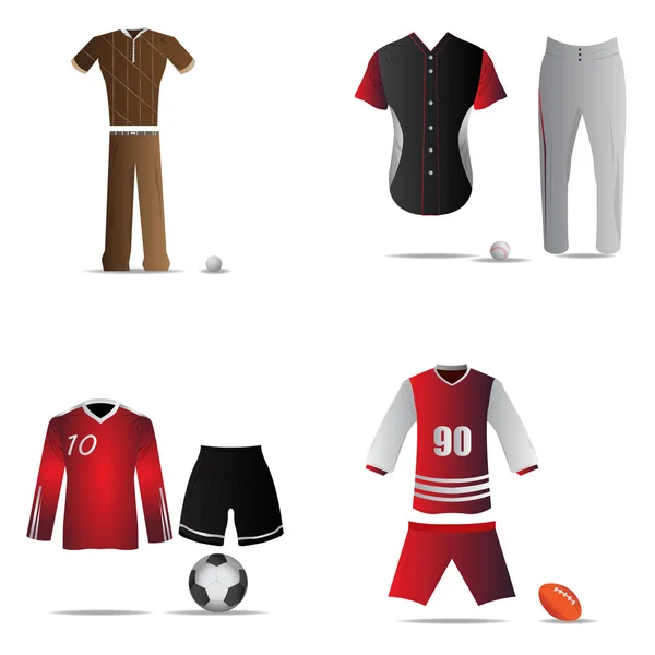 Conjunto de uniformes deportivos — Archivo Imágenes Vectoriales