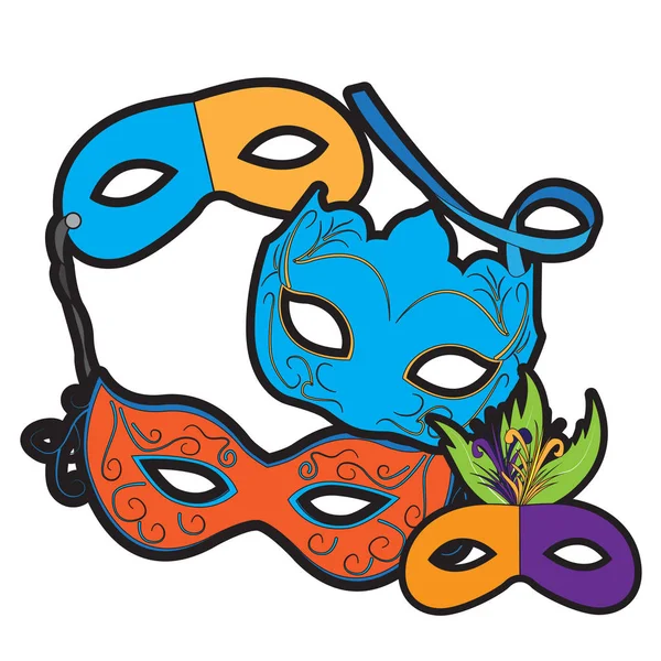 Conjunto de máscaras de carnaval — Vector de stock