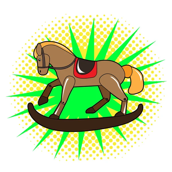 Juguete de caballo de madera aislado — Vector de stock