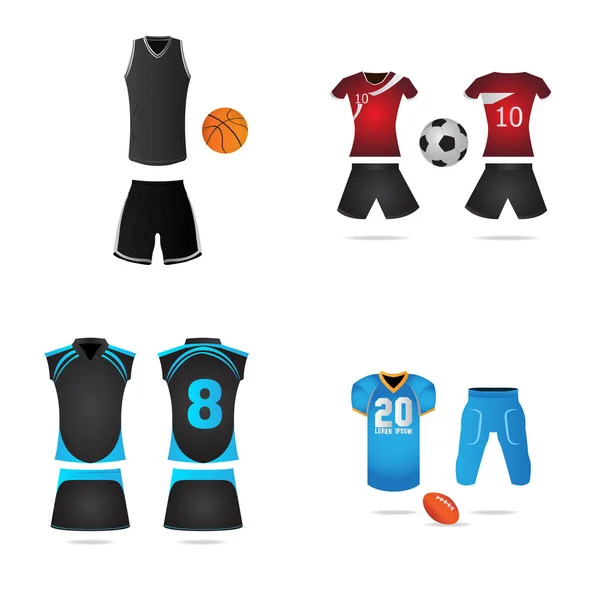 Ensemble d'uniformes de sport — Image vectorielle
