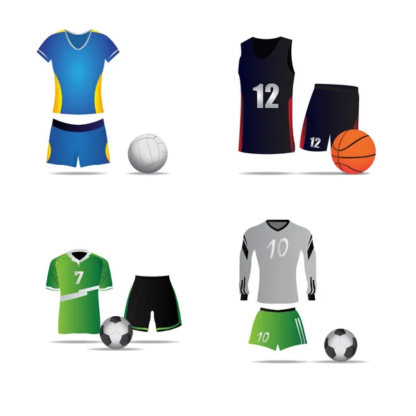 Ensemble d'uniformes de sport — Image vectorielle