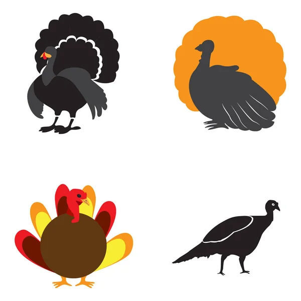 Conjunto de iconos de pavo — Vector de stock