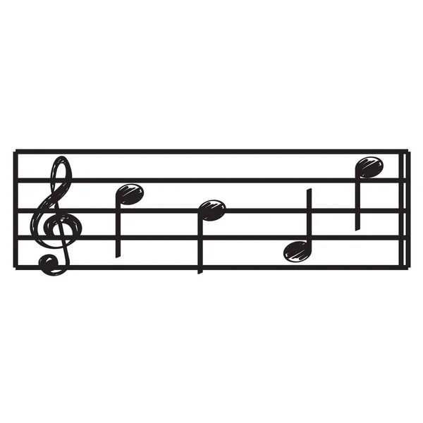 Pentagrama con notas musicales — Vector de stock