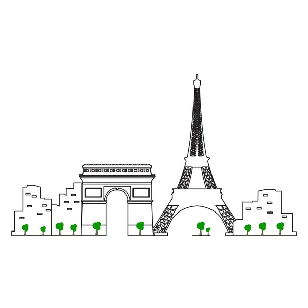 Isolated Paris cityscape — Stock Vector