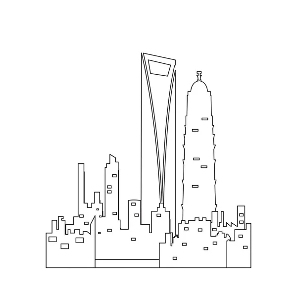 Isolierte Shanghaier Stadtlandschaft — Stockvektor