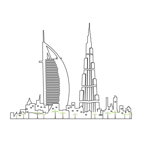 Ізольована Дубаї міський пейзаж — стоковий вектор
