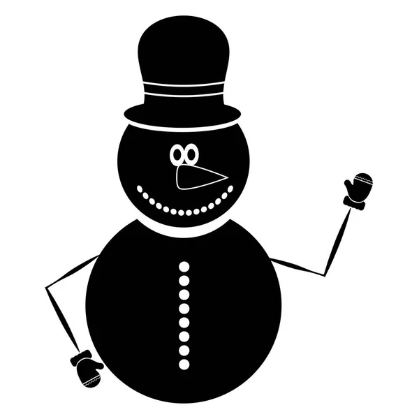Silueta de muñeco de nieve aislada — Vector de stock