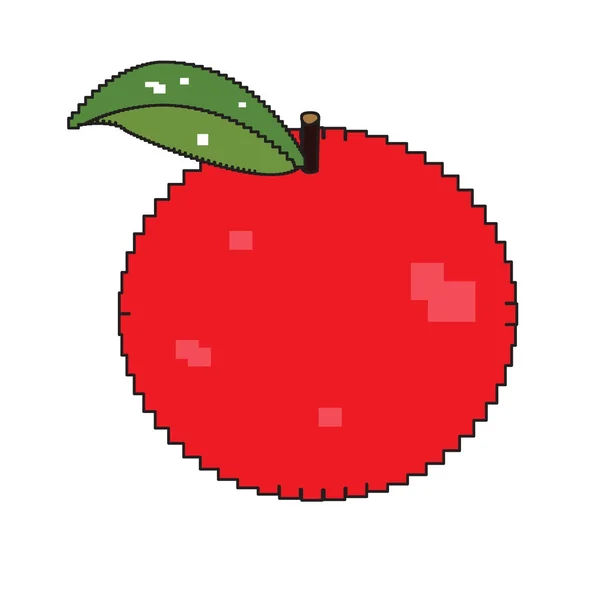 Manzana pixelada aislada — Vector de stock