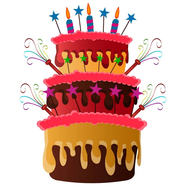 孤立的生日蛋糕 — 图库矢量图片