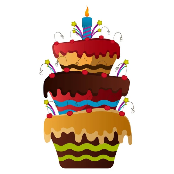 Izolované narozeninový dort — Stockový vektor